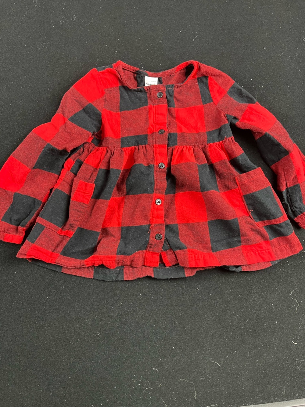 Carter's Red & Black Buffalo Plaid Button-Front Dress